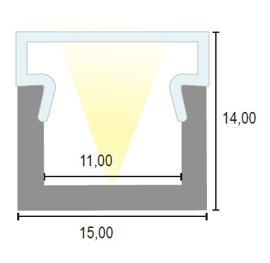 CANALINA ALLUMINIO h 10 CON OPALE RIALZATO - 3 MT.