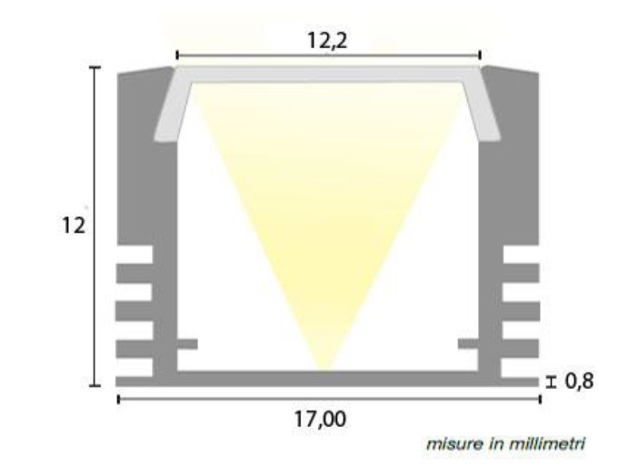 CANALINA IN ALLUMINIO CON OPALINO - 3 MT.